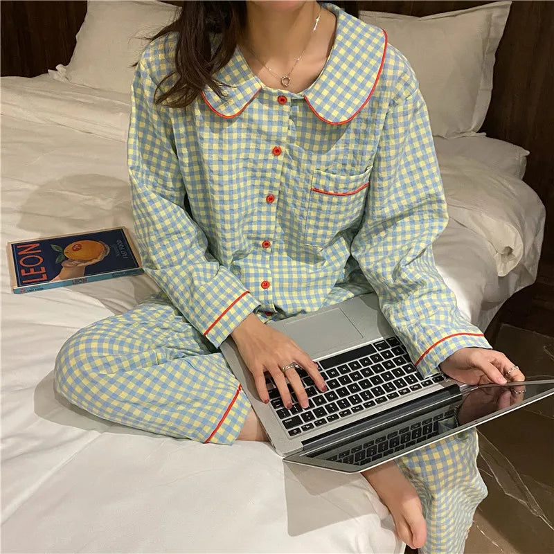 Pyjama à carreaux femme <br> Modèle #CARREAUX #FLANELLE